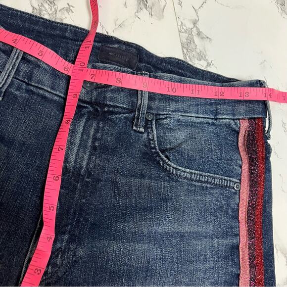 MOTHER High Waisted Looker Jeans in Here Kitty, Kitty Glitter Racer Size 28 - Picture 9 of 9